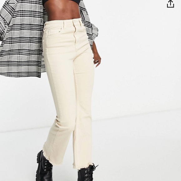 stradivarius | Jeans | Stradivarius Cropped Flare Jeans Beige White |  Poshmark